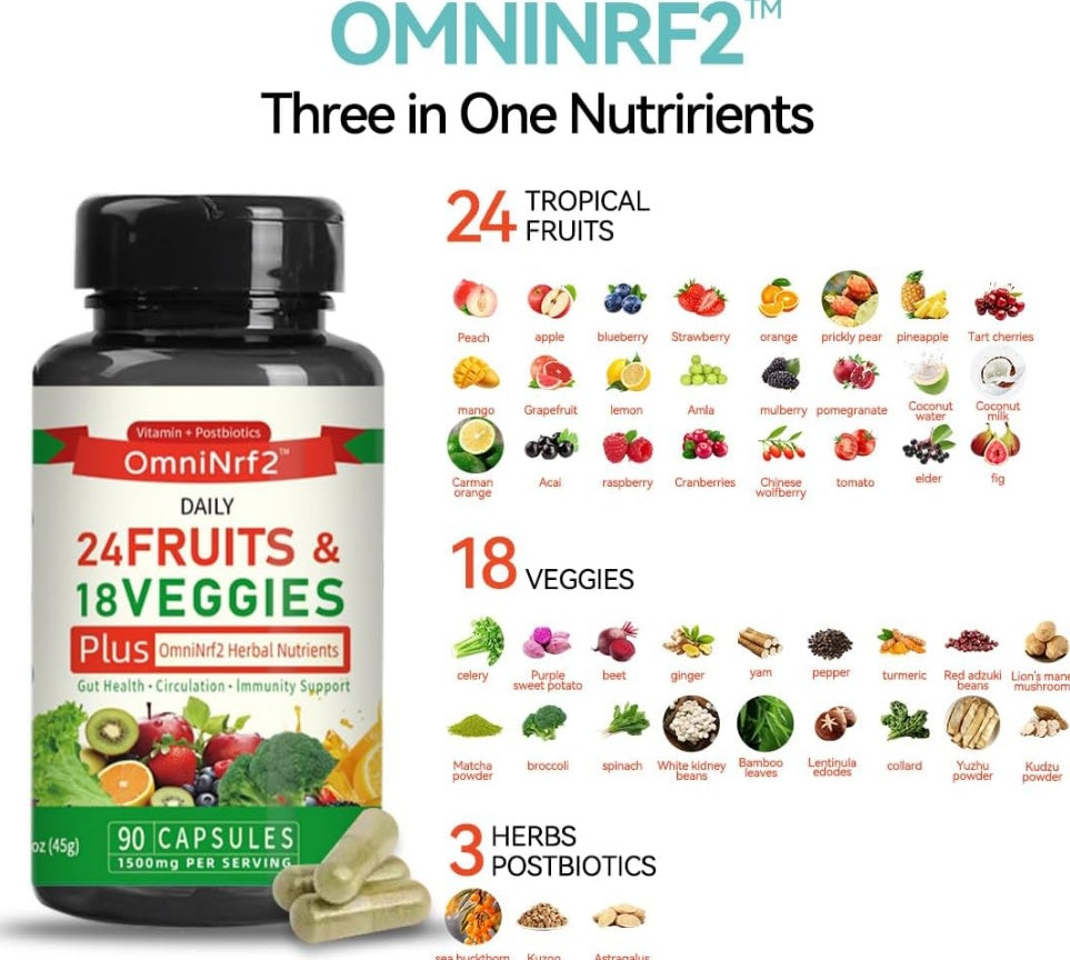 OmniNrf2 Postbiotic Fruit & Veggie Capsules
