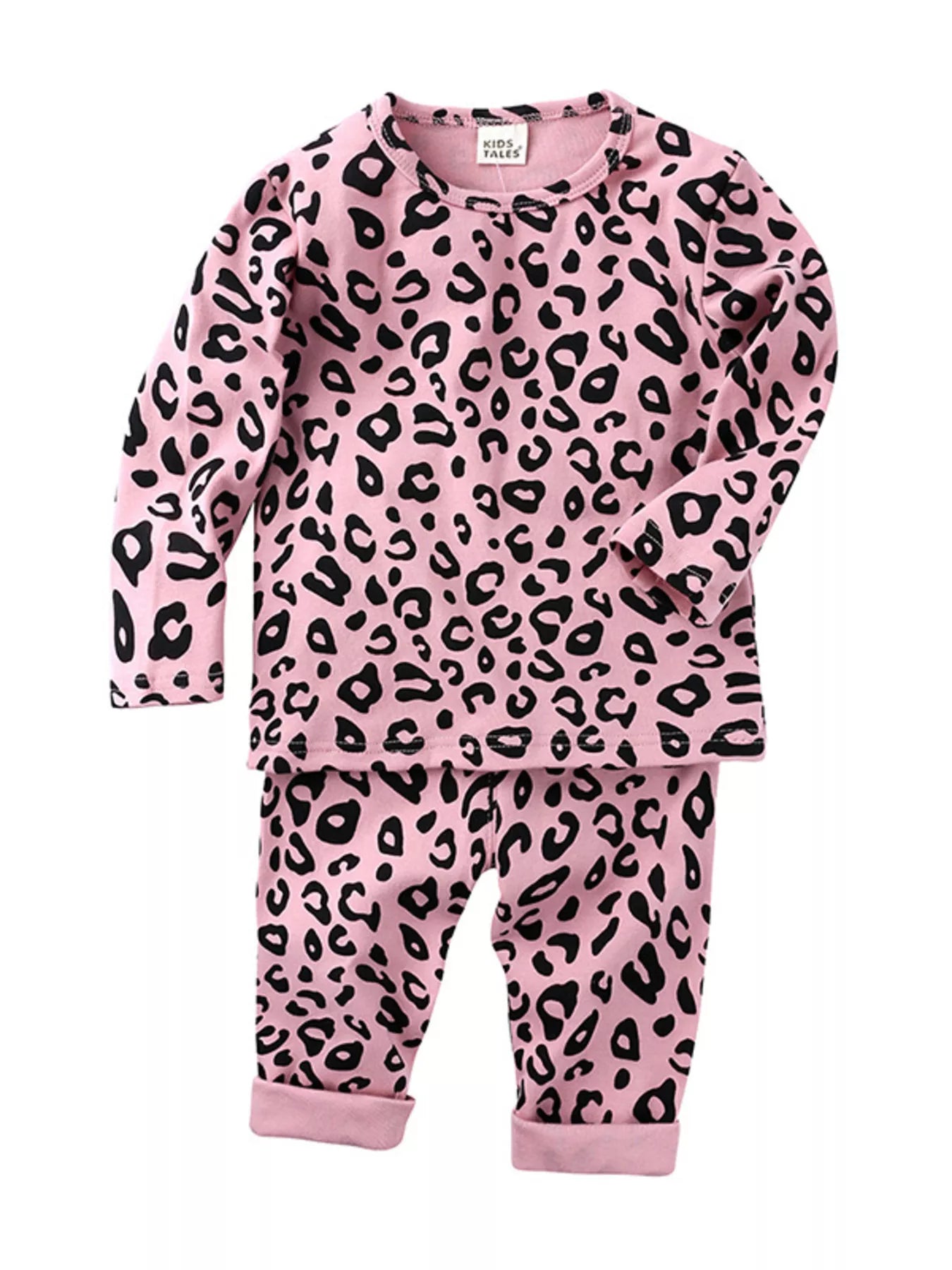 Children's Leopard Print Long Sleeve Top and Pants Set
