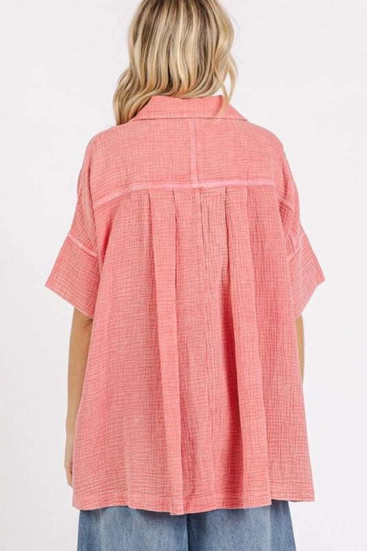 Mittoshop Mineral Wash Gauze Oversized Short Sleeve Shirt