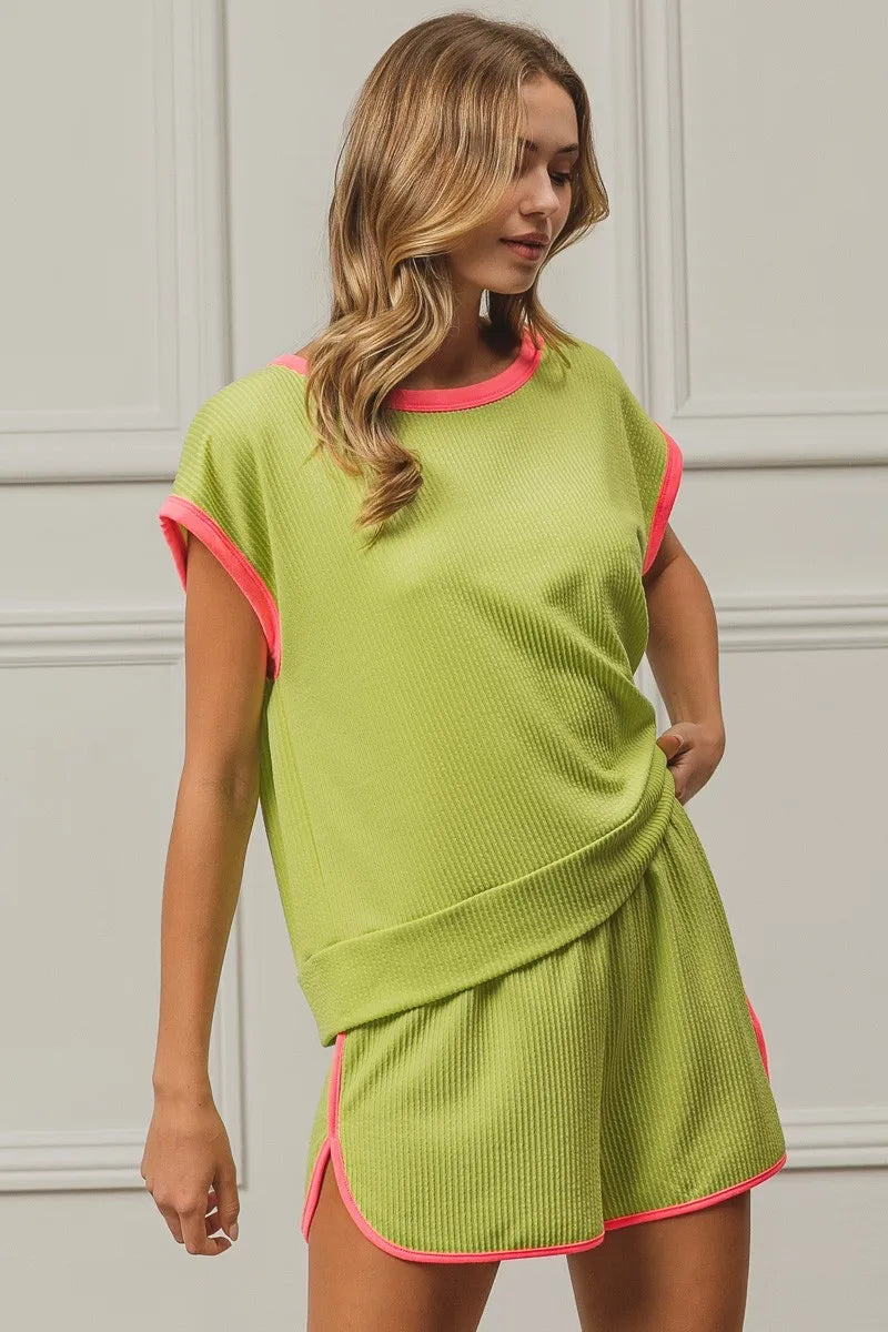 BiBi Cord Rib with Band Side Slit Shorts