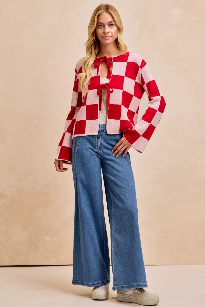 BiBi Wavy Side Edge Detail Lined Wide Leg Jeans