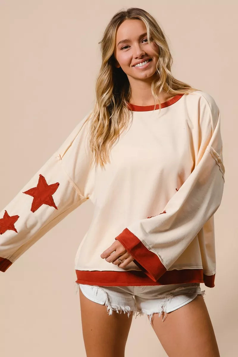 BiBi French Terry Top With Patch Detail Sweatshirt