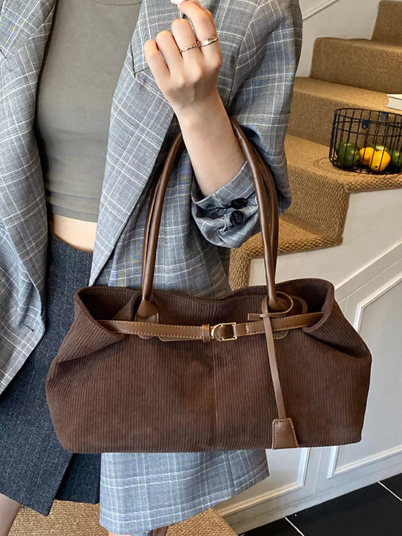 Buckle Decor Shoulder Bag