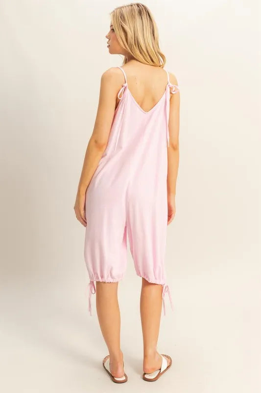 HYFVE V-Neck Pocket Detail Side Tie Hem Romper