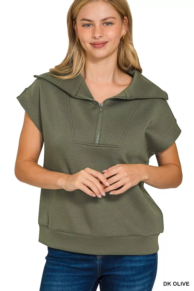 Zenana Scuba Half Zip Top