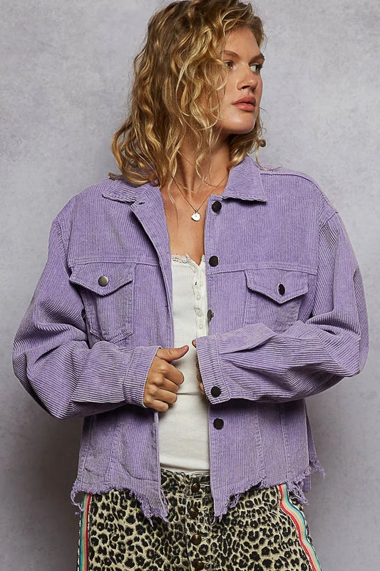 POL Button Down Corduroy Trucker Jacket