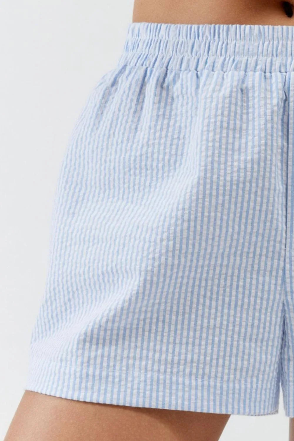 Striped Elastic Waist Shorts