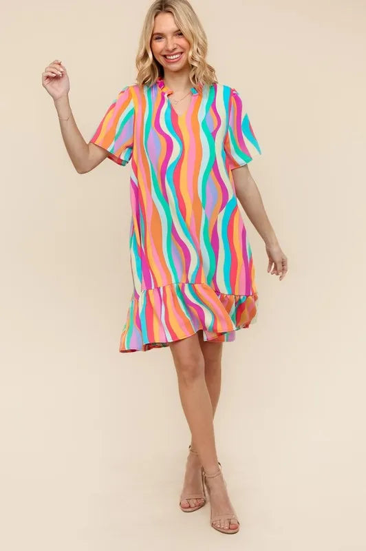 Haptics Tiered Woven Ruffle Hem Dress