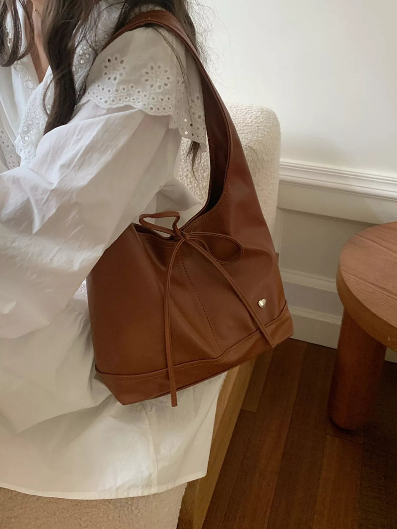 Leather Tied Shoulder Bag