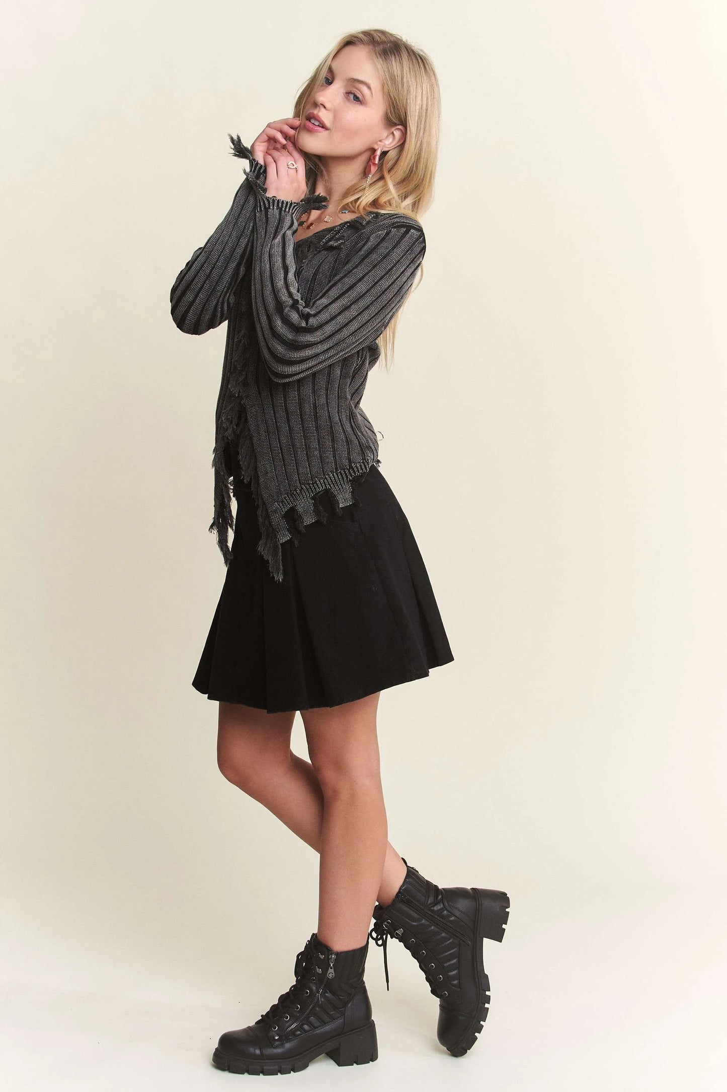 ADORA Distressed Edge Washed Sweater