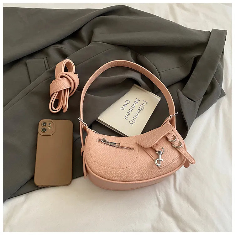 Textured Leather Shoulder Bag