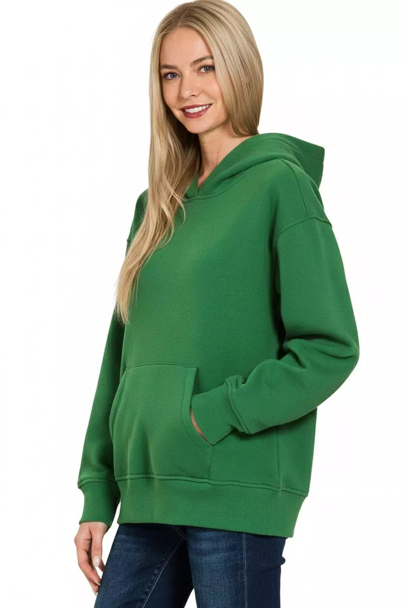 Zenana Fleece Kangaroo Pocket Hoodie