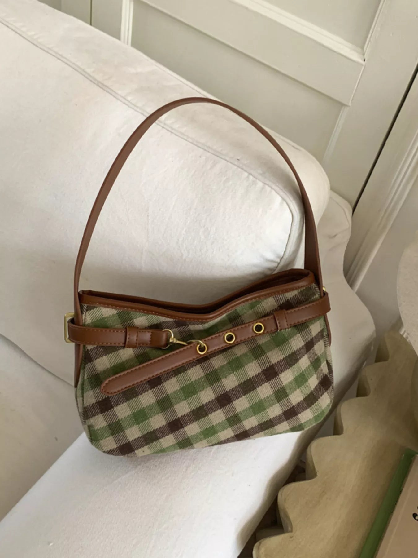 Plaid Pattern Shoulder Bag
