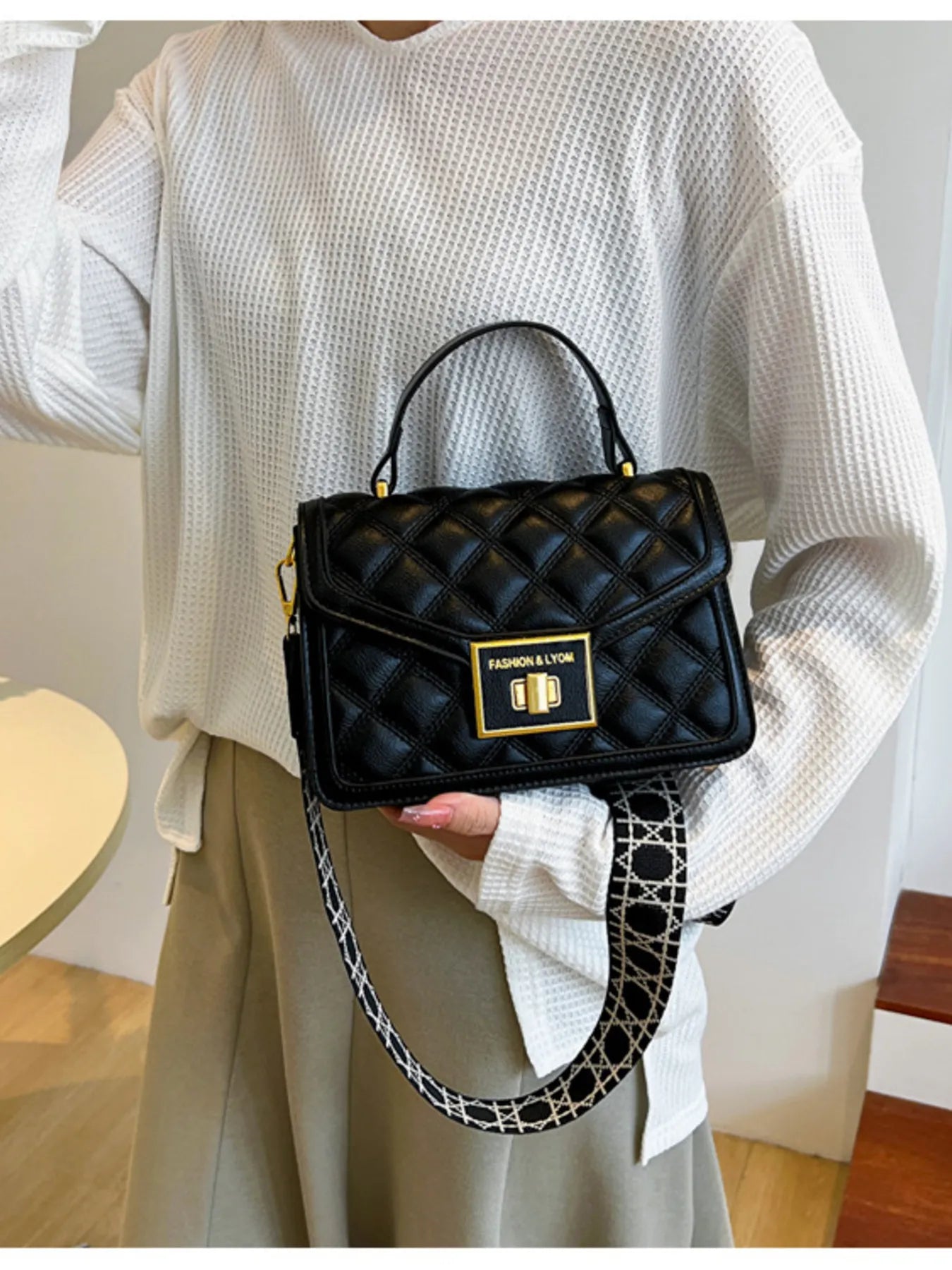 Quilted Adjustable Strap Shoulder Bag