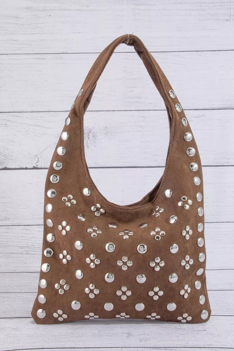 Fame Studded Rivets Hobo Shoulder Bag