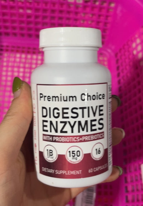 Digestive Enzymes With Prebiotics & Probiotics - 16-in-1 Multi-Enzyme Blend, 1 Billion CFU Probiotics, Supports Food Breakdown, Bloating Relief & Gut Function, 60 Capsules