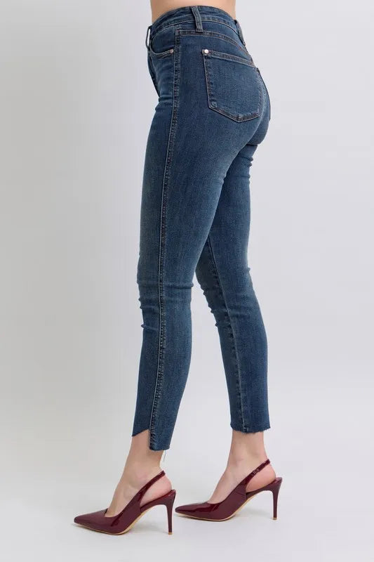 Judy Blue Full Size High Waist Tummy Control Step Hem Skinny Jeans Plus Size