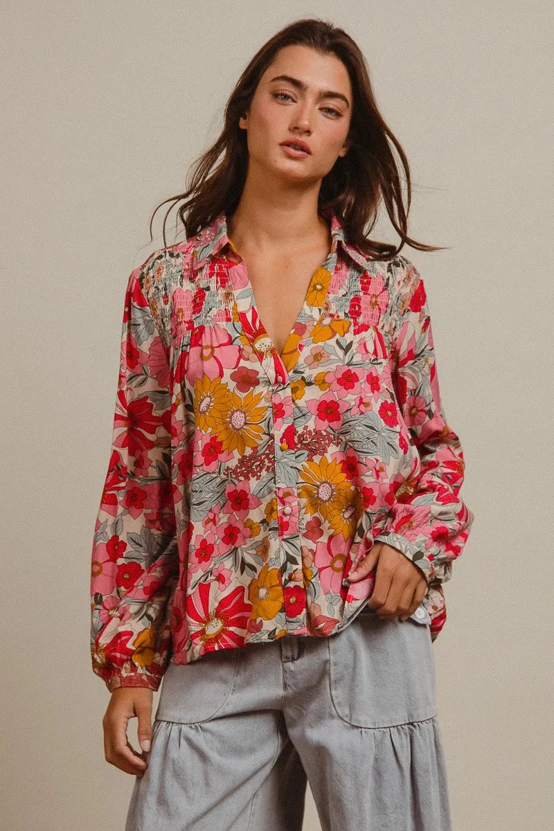 BiBi Woven Floral Printed Shirt Top