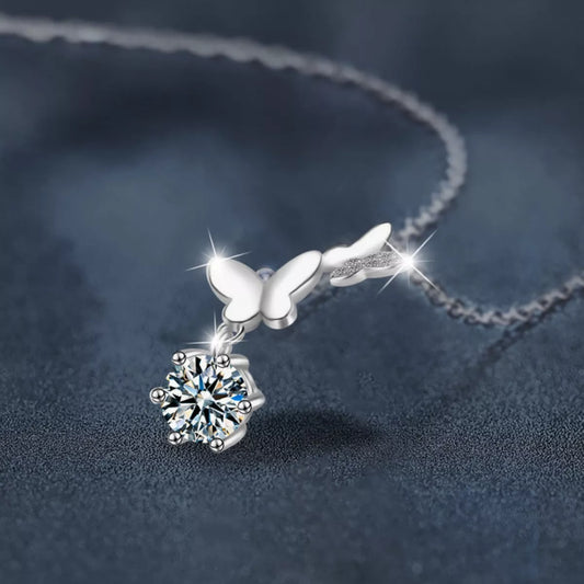 1 Carat Moissanite 925 Sterling Silver Pendant Necklace
