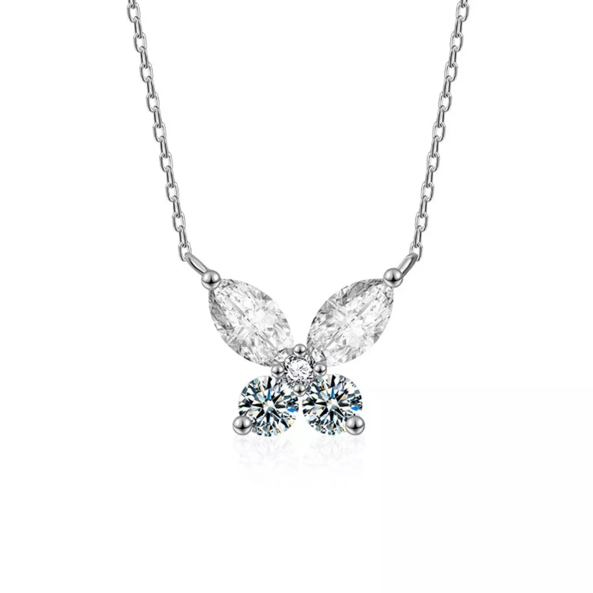 925 Sterling Silver Moissanite Butterfly Necklace