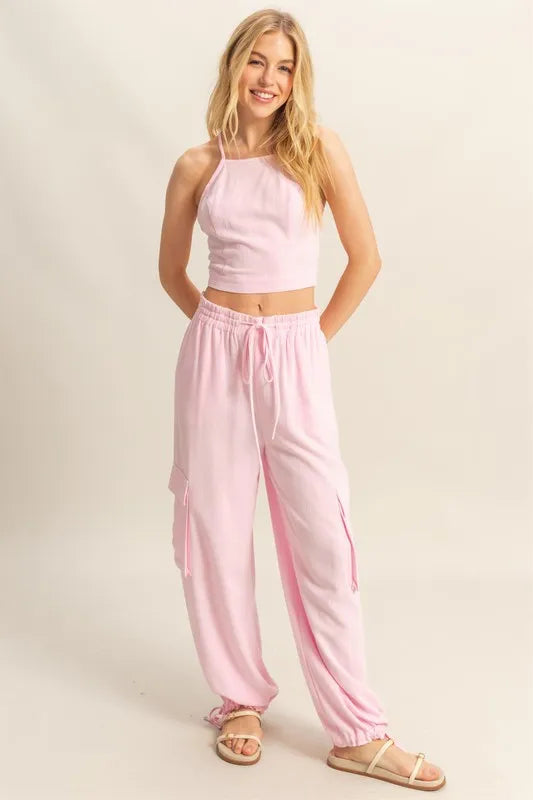 HYFVE Crop Top and Cargo Pants Set