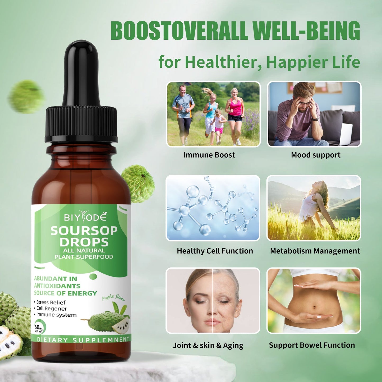 Soursop Graviola Drops In-Stock Ready To Ship BIYODE Wholesale & Customizable