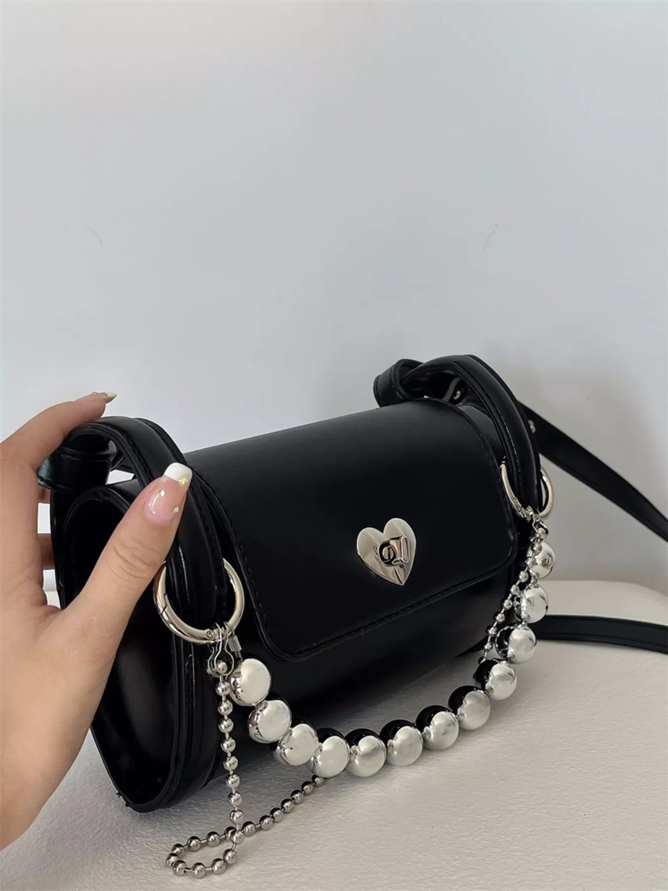 Heart Headed Chain Decor Shoulder Bag
