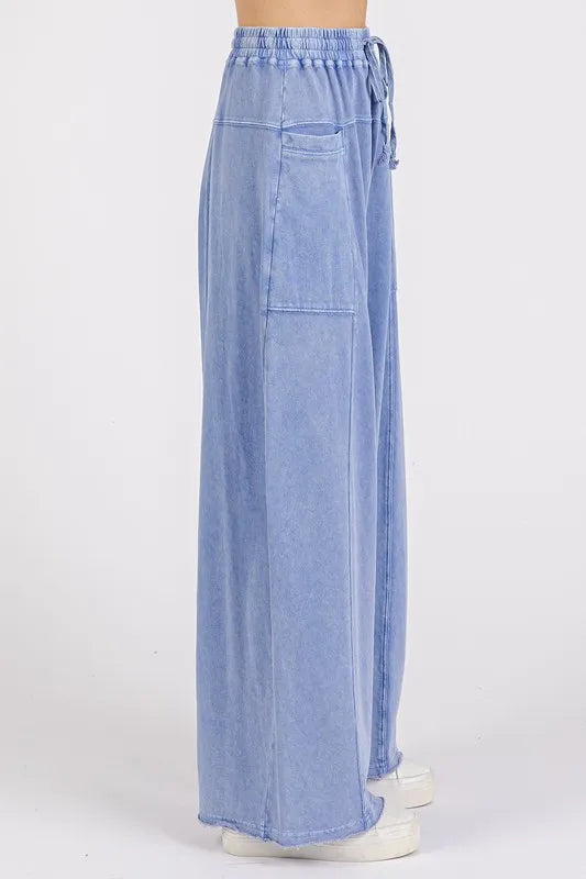 Mittoshop Mineral Wash Elastic Waist Baarrel Leg Baggy Pants