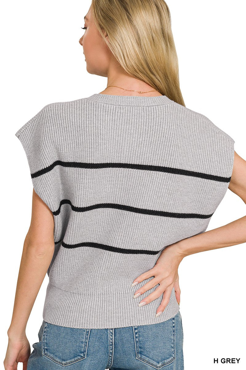 Zenana Striped Viscose Sweater Vest