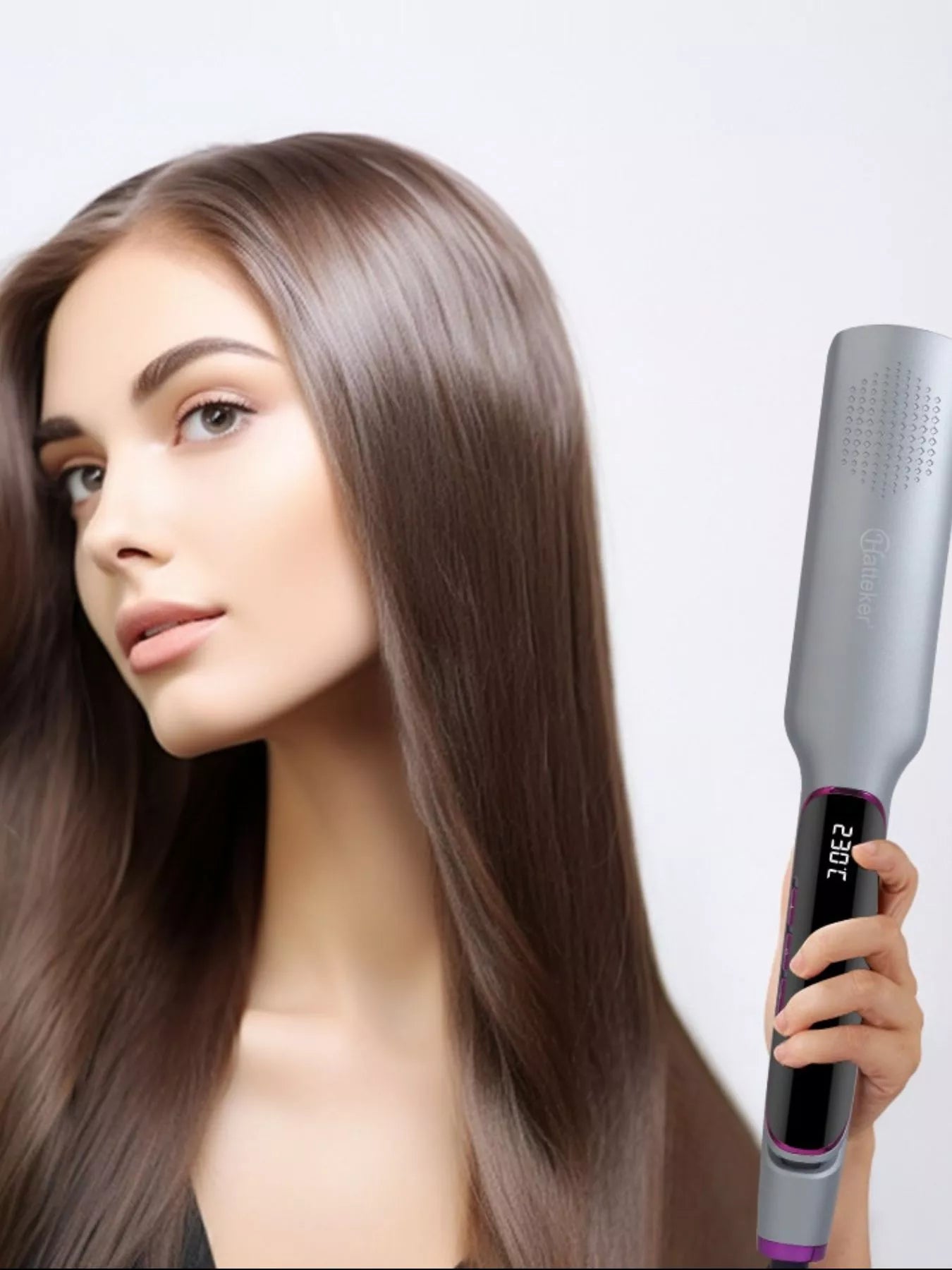 Curling and Straightening Hair Iron with Temperature Control