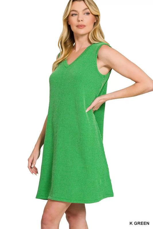 Zenana Raised Rib Sleeveless Mini Dress