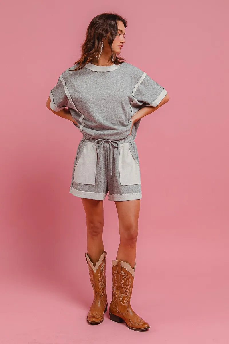 BiBi French Terry Knit Shorts with Side Pocket