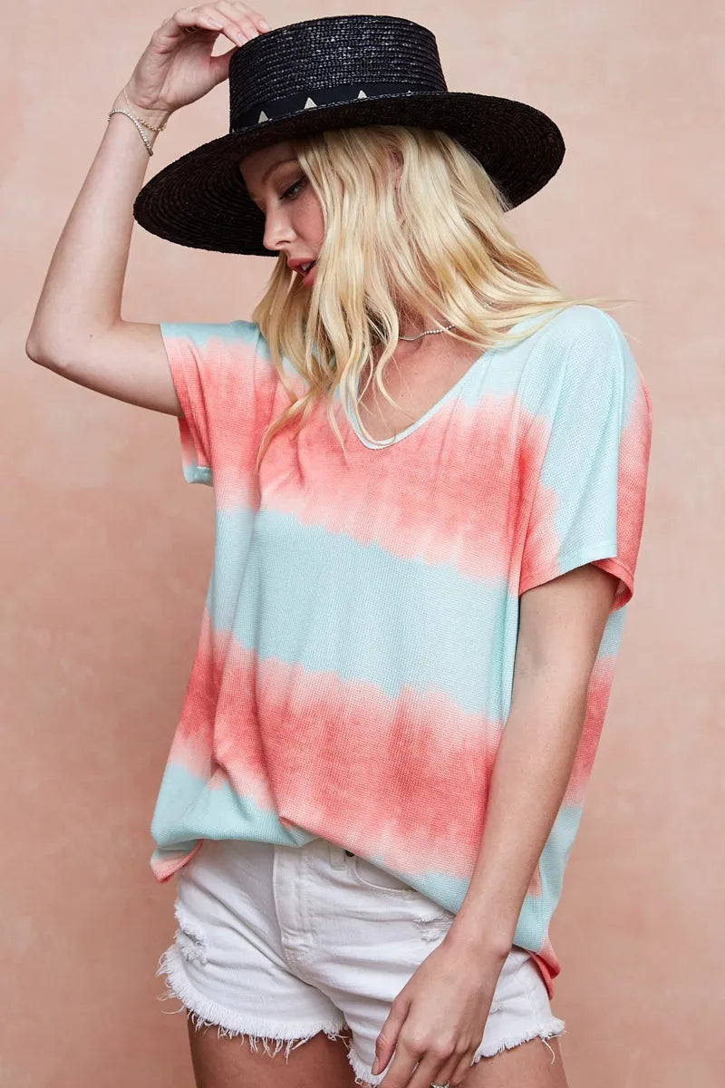 BiBi Tiedye Printed Hacci Knit Top
