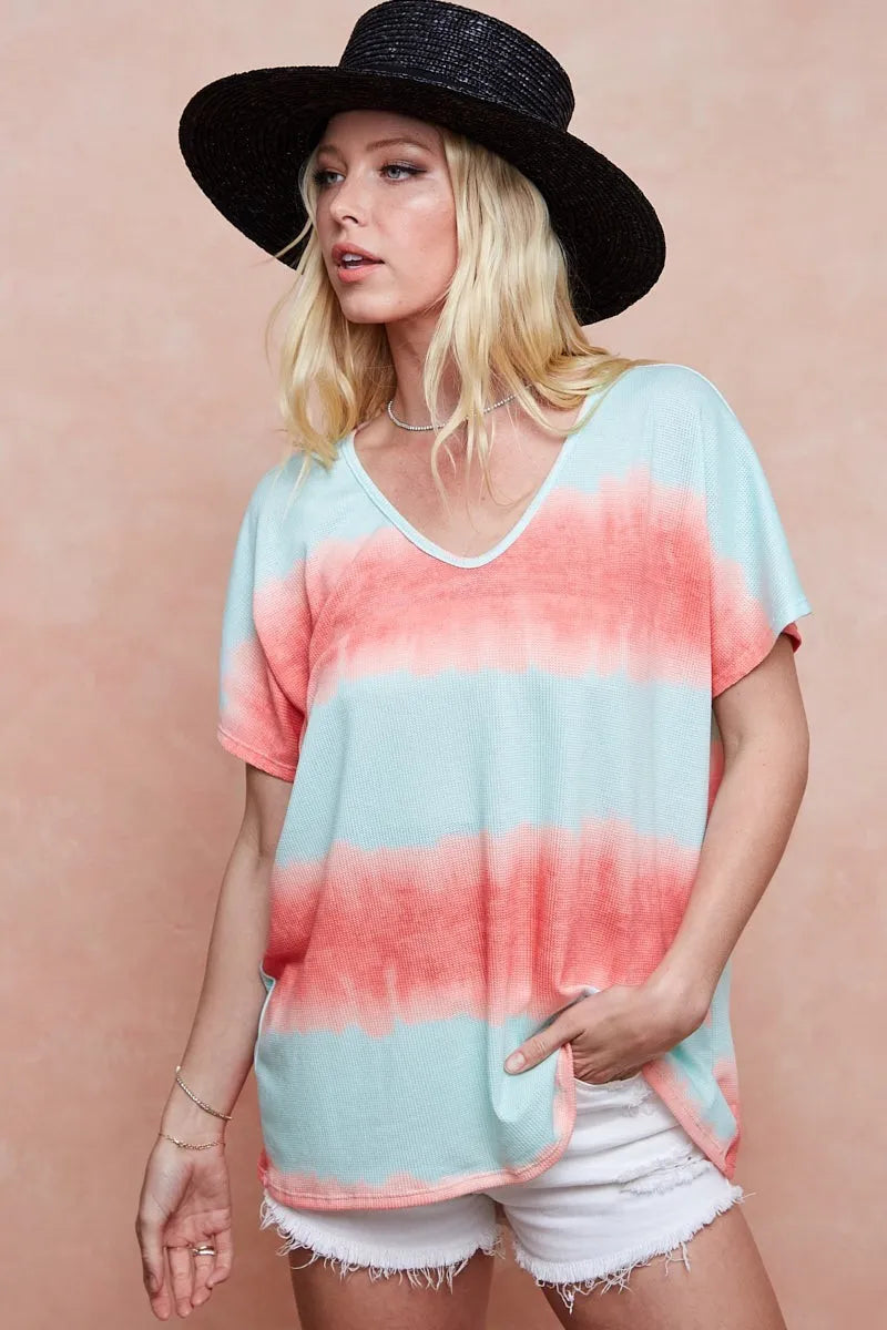 BiBi Tiedye Printed Hacci Knit Top