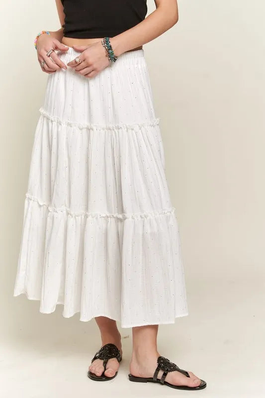 ADORA Rhinestone Accent Tiered Skirt