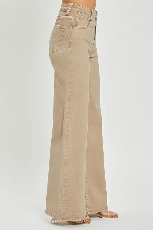RISEN Full Size Tummy Control High Rise Wide Leg Jeans Plus Size