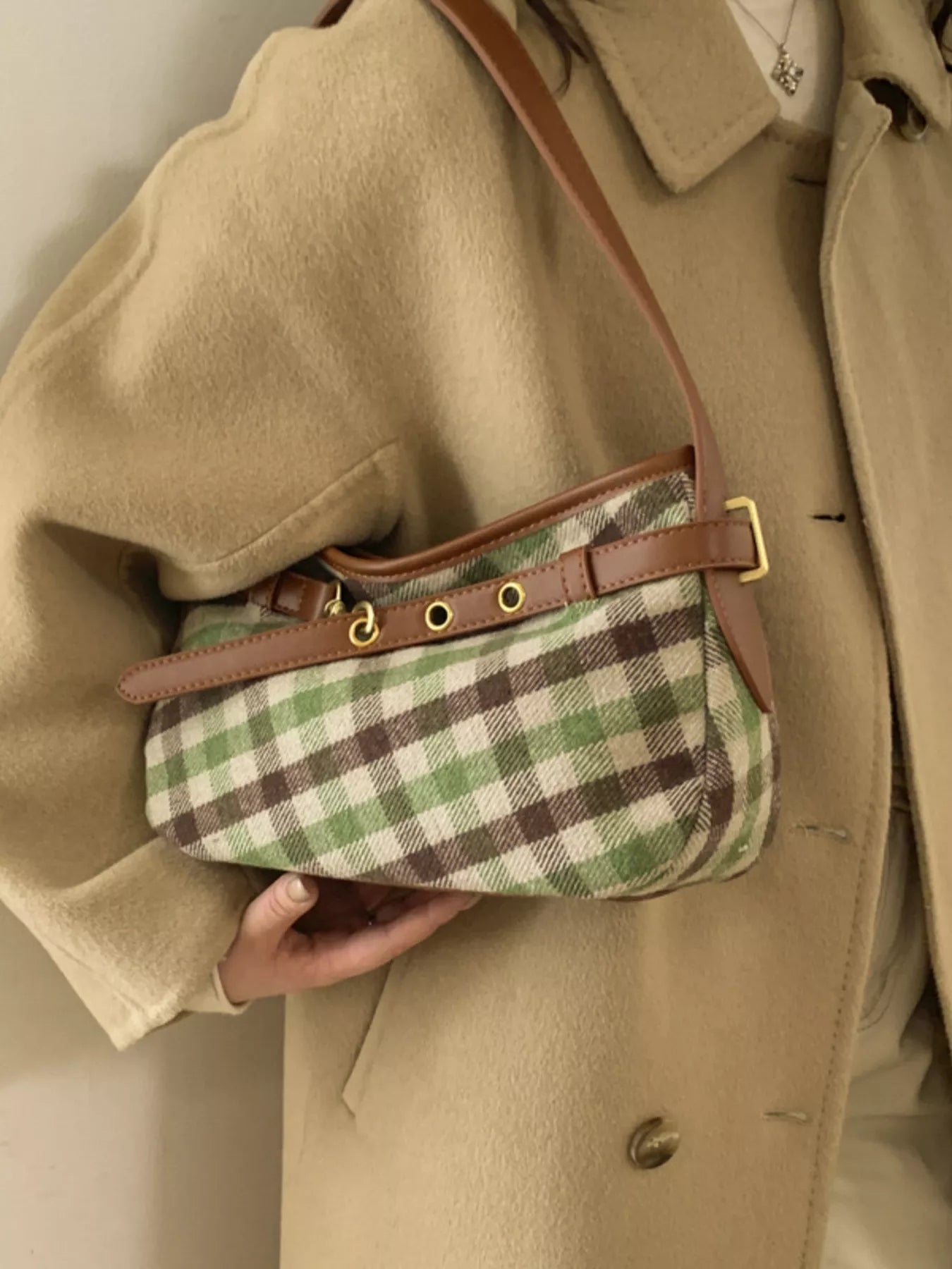 Plaid Pattern Shoulder Bag