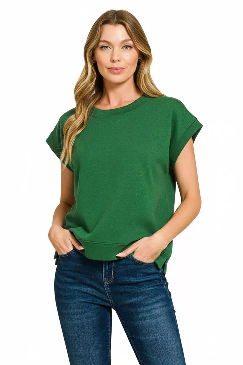 Zenana Scuba Short Sleeve Sweatshirts