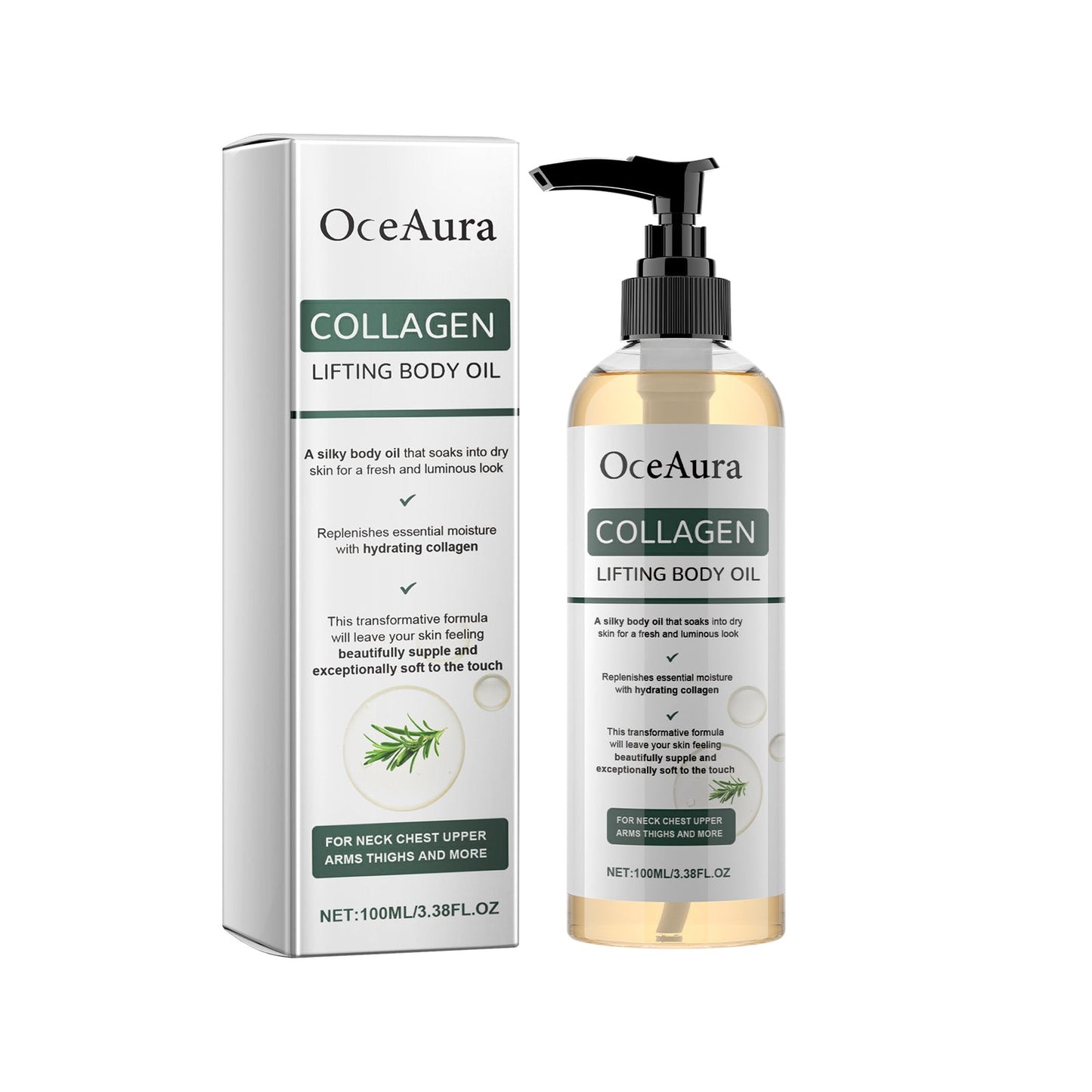 OceAura Collagen Lifting Body Oil, Moisturizing And Firming Arms Belly Fat Full Body Massage Oil O