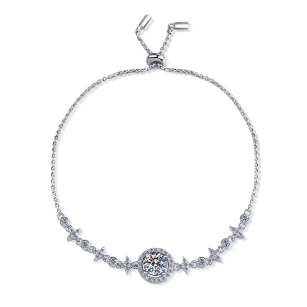 1 Carat Moissanite 925 Sterling Silver Minimalist Bracelet