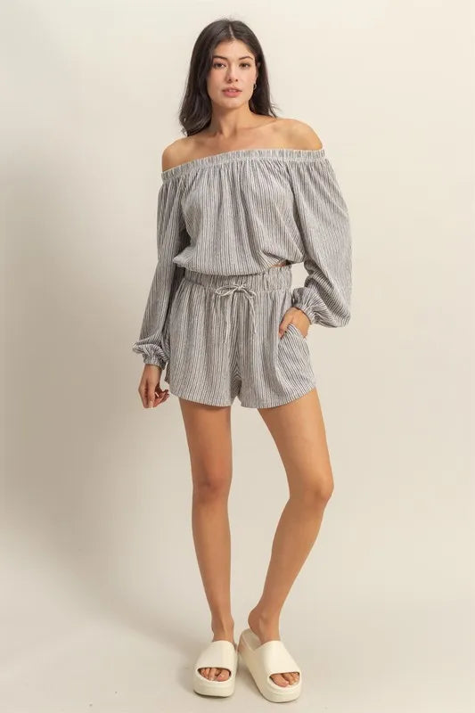 HYFVE Off Shoulder Top and Shorts Set