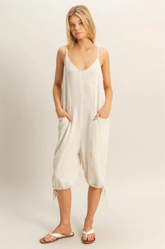 HYFVE V-Neck Pocket Detail Side Tie Hem Romper
