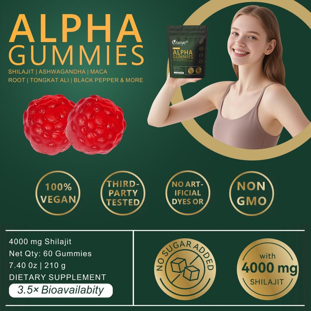 Xylitol Energy Gummies 4000mg High Concentration Mixed With Indian Ginseng, Malaysian Ginseng And Maca Root, Zero Sugar, Non-GMO, Improve Energy, Endurance And Concentration, 60 Capsules