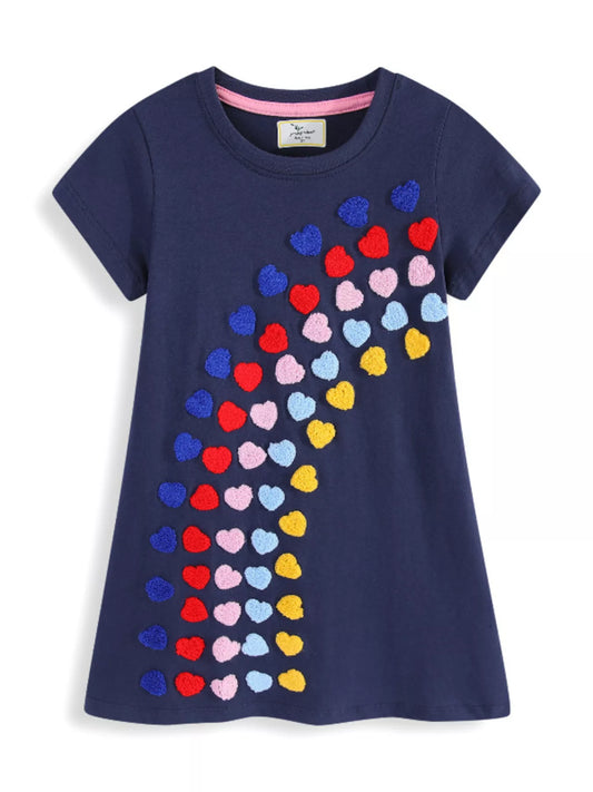 Children's Heart Applique Short Sleeve Dress