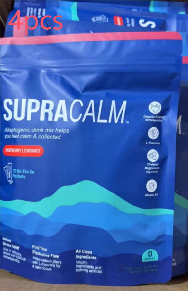 Magnesium Glycinate Calm Stable Drink Mix, Raspberry Lemon Flavor, Stress Sleep Support Powder Packets, 20 On-The-Go Packets