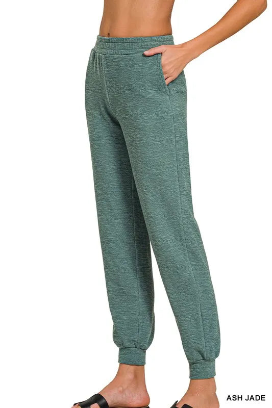 Zenana Cotton Slub Jogger Pants