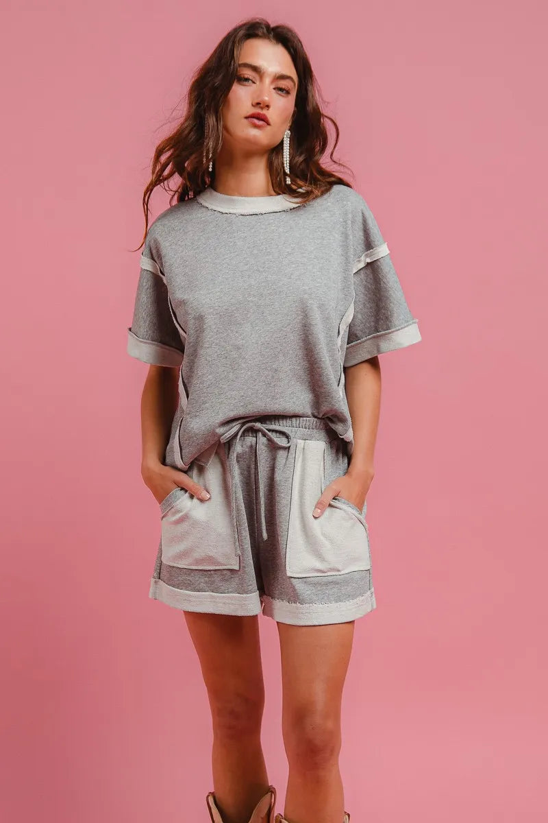 BiBi French Terry Knit Shorts with Side Pocket