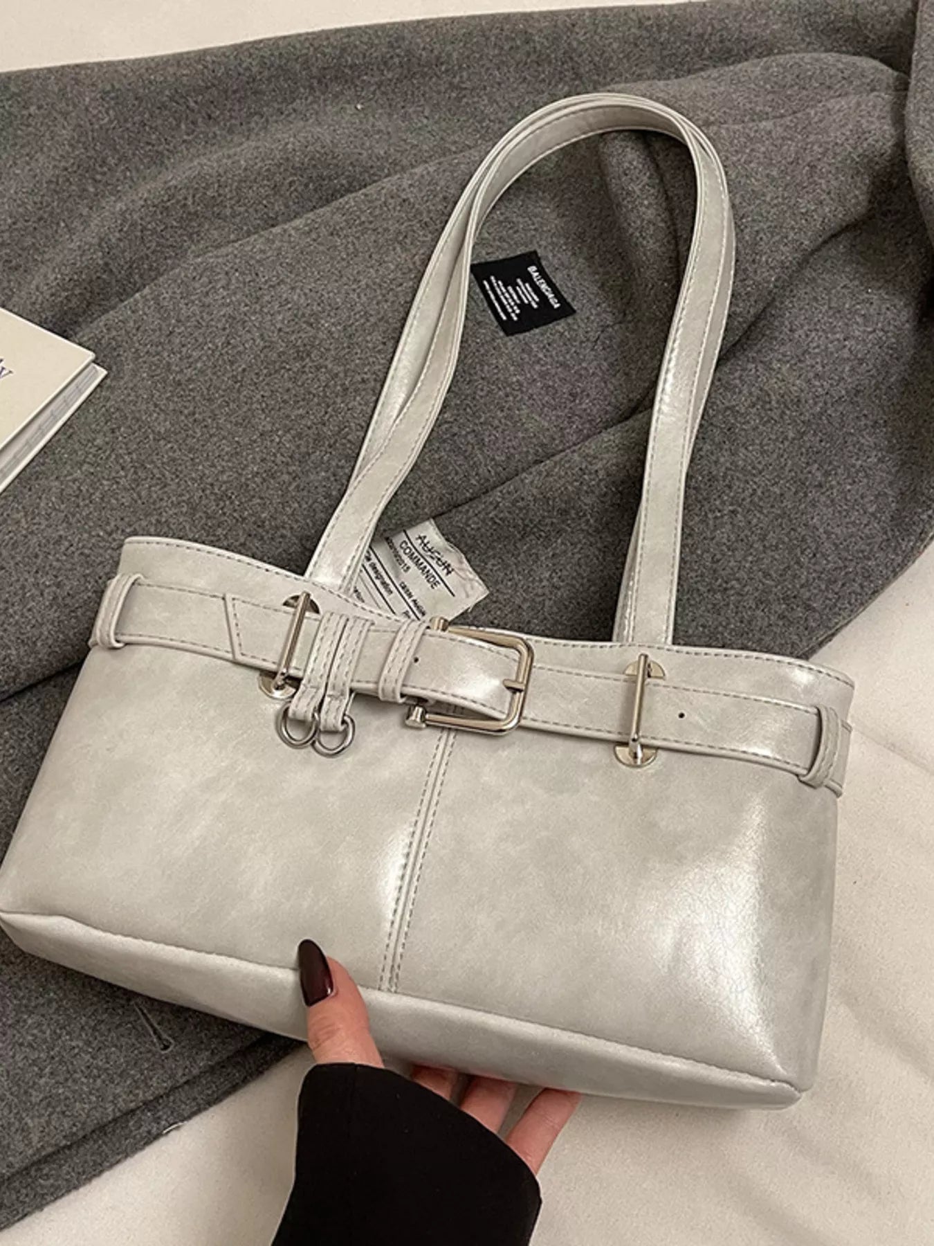 Buckle Decor Shoulder Bag