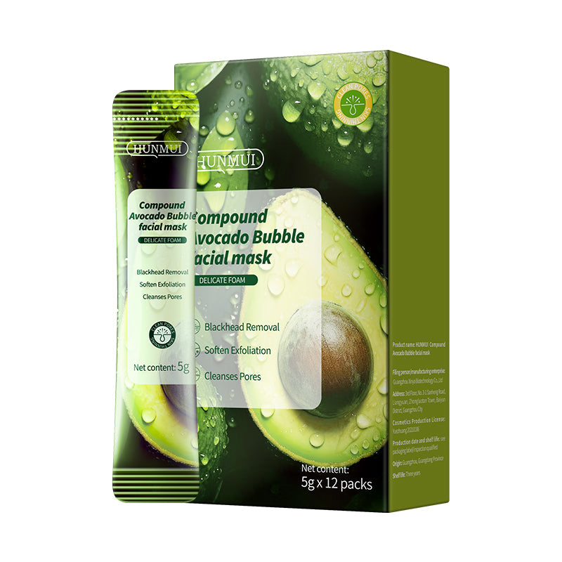 HUNMUI Compound Acid Avocado Bubble Mask 4gx12