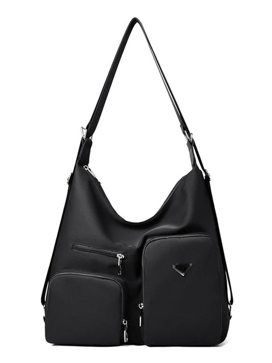 Multi-Pocket Lightweight Nylon Shoulder Bag